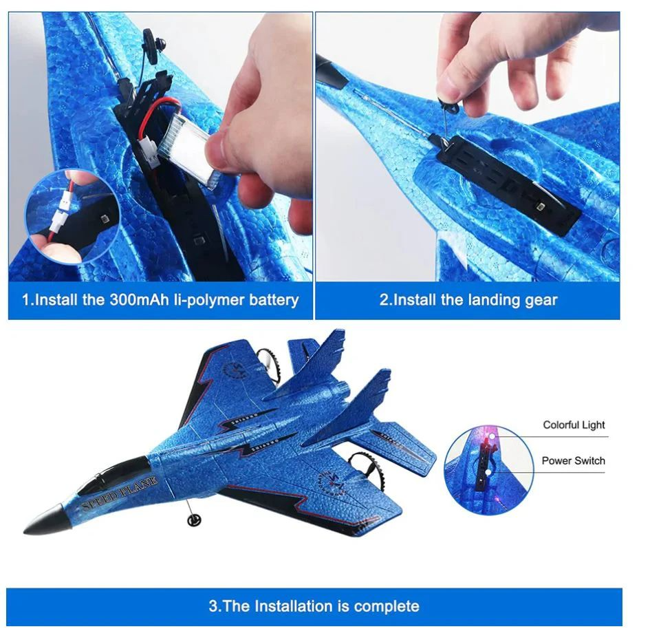 RC Plane, F22 Airplane Fighter Ready to Fly, 2.4Ghz 2 Channel Remote Control Airplanes Toy for Boys Girls Kids Beginners Blue02